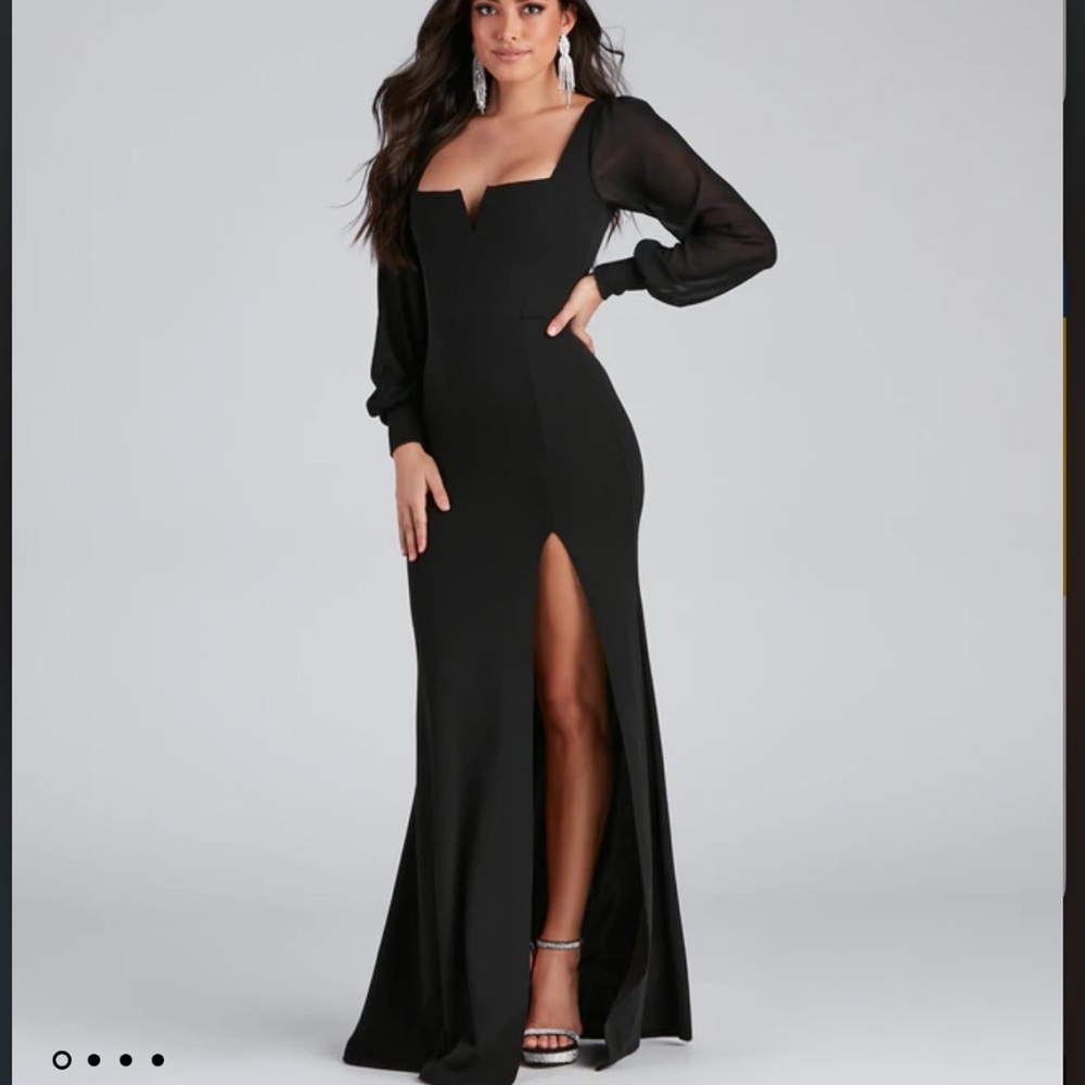 Windsor Daelyn Formal Chiffon Sleeve Slit Long Dress